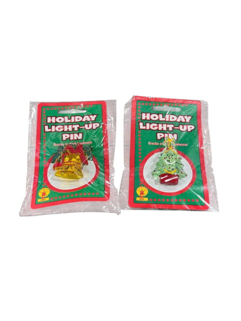 Holiday Light-Up Pin Christmas Tree & Bell Design Set Of 2 By Rubies